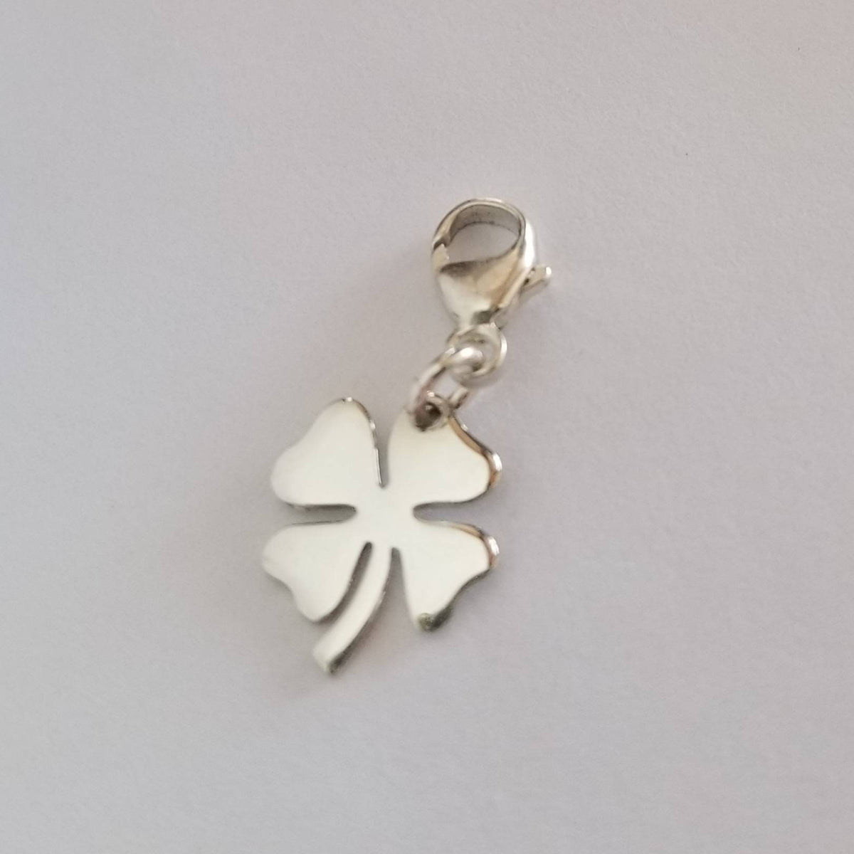 Sterling Silver Four-Leaf Clover Charm, .925 Sterling Clover Pendant, St. Patrick's Day Gift, Irish Jewelry, Lucky Charm by E. Ria Designs