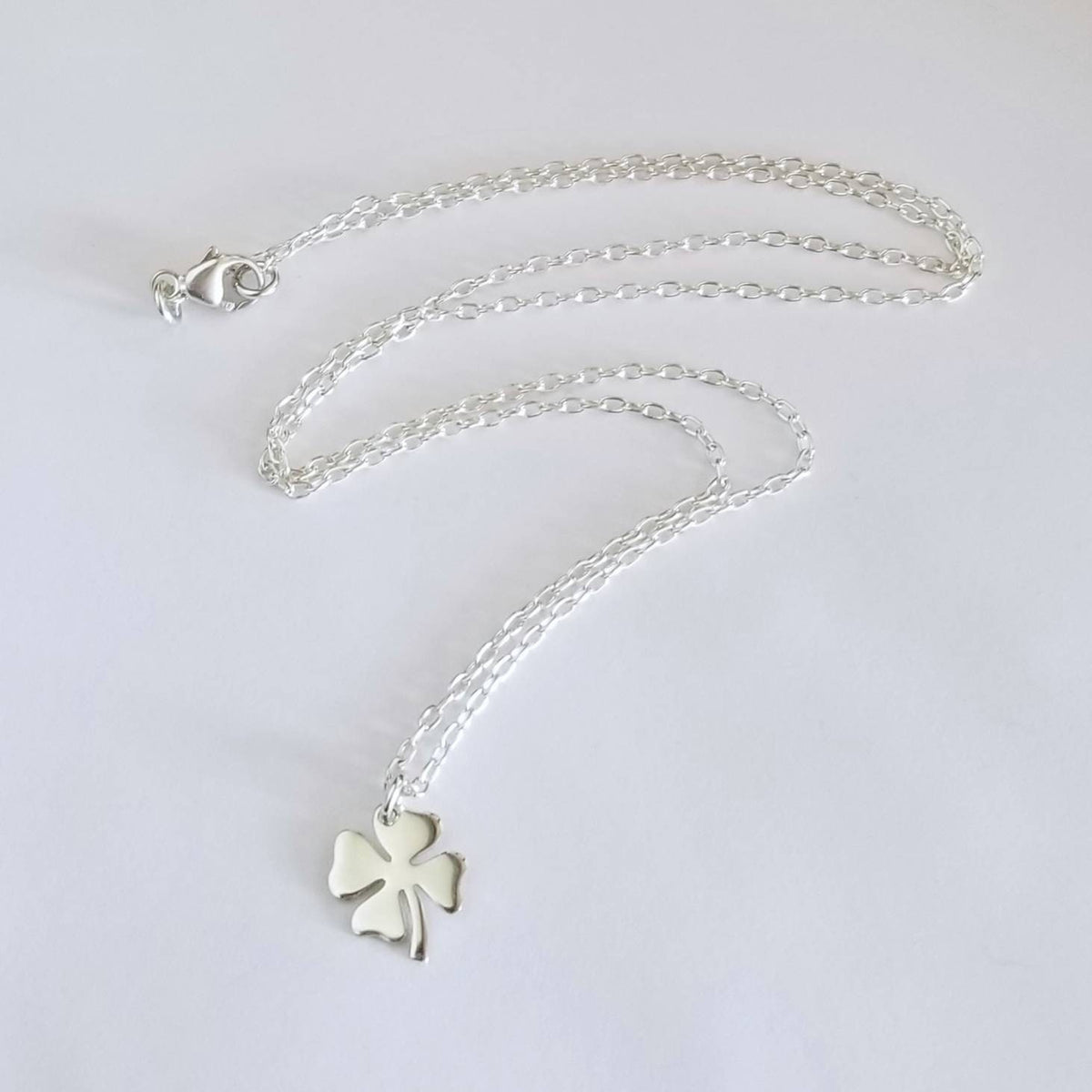 Silver Shamrock Necklace, .925 Sterling Four Leaf Clover Pendant, St. Patrick's Day Gift, Irish Jewelry, Lucky Charm by E. Ria Designs