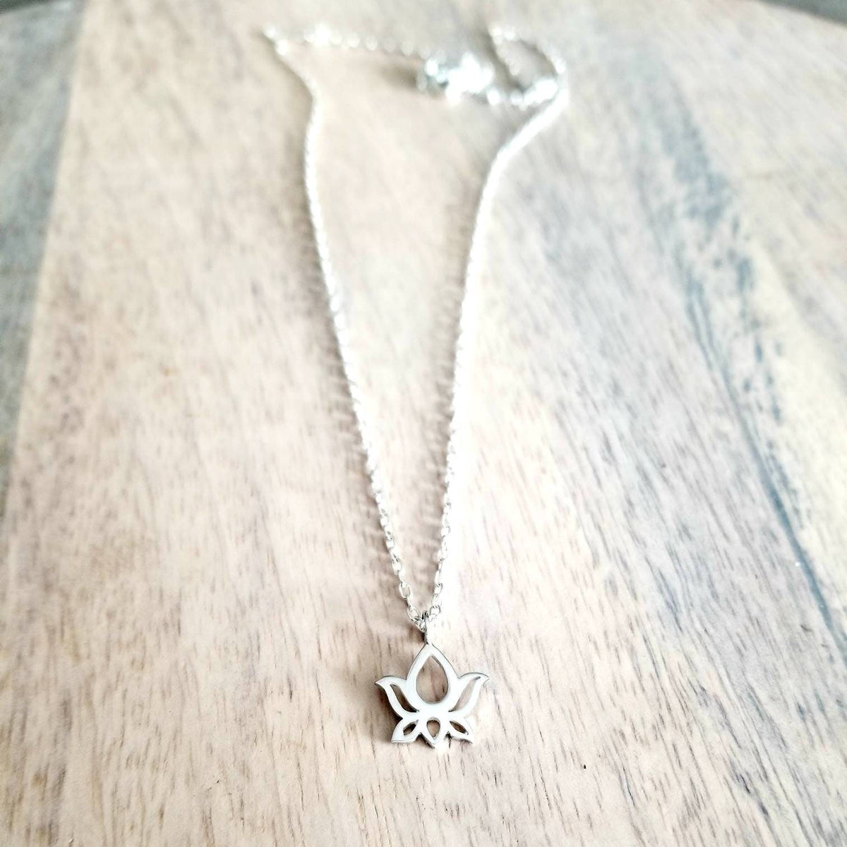 Lotus Necklace Sterling Silver Necklace .925 Flower Charm Jewelry Gift for Yoga Instructor Birthday Gift for Wife, Girlfriend E. Ria Designs