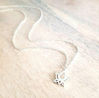 Lotus Necklace Sterling Silver Necklace .925 Flower Charm Jewelry Gift for Yoga Instructor Birthday Gift for Wife, Girlfriend E. Ria Designs