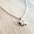 Lotus Necklace Sterling Silver Necklace .925 Flower Charm Jewelry Gift for Yoga Instructor Birthday Gift for Wife, Girlfriend E. Ria Designs
