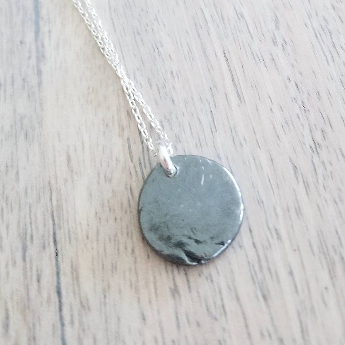 Sterling Silver Laurel Wreath Wax Seal Charm Necklace, Rustic .999 Silver Oxidized Pendant, Triumph Victory Symbol Gift Boxed E. Ria Designs
