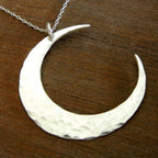 Moon Necklace | Crescent Moon Necklace | Sterling Silver Hammered Necklace | Brushed Silver Moon Necklace | Crescent Pendant | E Ria Designs