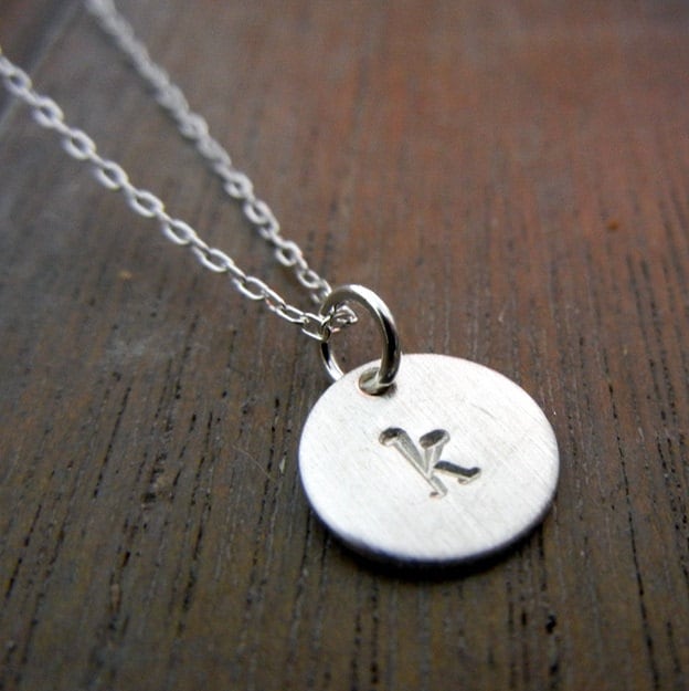 Little Letter Necklace, Tiny Letter Charm, Initial Necklace, Personalized, Custom Sterling Silver Jewelry E Ria Designs