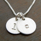 Two Charm Initial Necklace, Hand Stamped Sterling Silver Lowercase JENNA DUO Necklace by E. Ria Designs