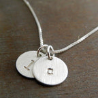 Two Charm Initial Necklace, Hand Stamped Sterling Silver Lowercase JENNA DUO Necklace by E. Ria Designs