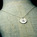 Rustic Oxidized Lowercase Initial Necklace, Hand Stamped Artisan Made Charm, Choose Your Finish E. Ria Designs