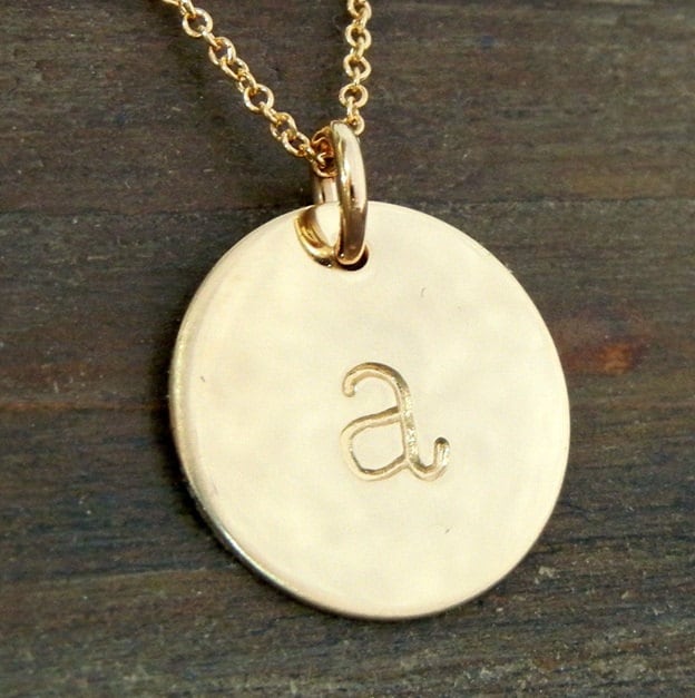 Gold Initial Necklace | Gold Lowercase Typewriter 14K Gold-Filled Charm Letter Necklace | Gold Initial Necklace by E. Ria Designs