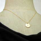 Gold Letter Charm Necklace, Lowercase Typewriter Hand Stamped Artisan Made Jewelry, 14K Gold Filled, Made in USA, E. Ria Designs