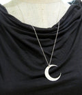 Moon Necklace | Crescent Moon Necklace | Sterling Silver Hammered Necklace | Brushed Silver Moon Necklace | Crescent Pendant | E Ria Designs