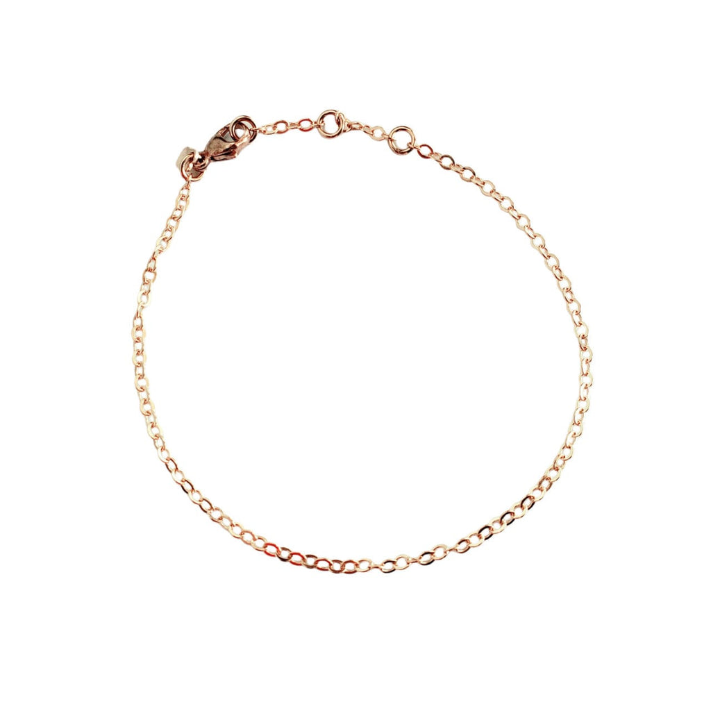 Rose Gold Charm Bracelet, 14K Rose Gold Filled Cable Chain, Lobster Clasp, 6", 6.5", 7", 7.5", Adjustable Options