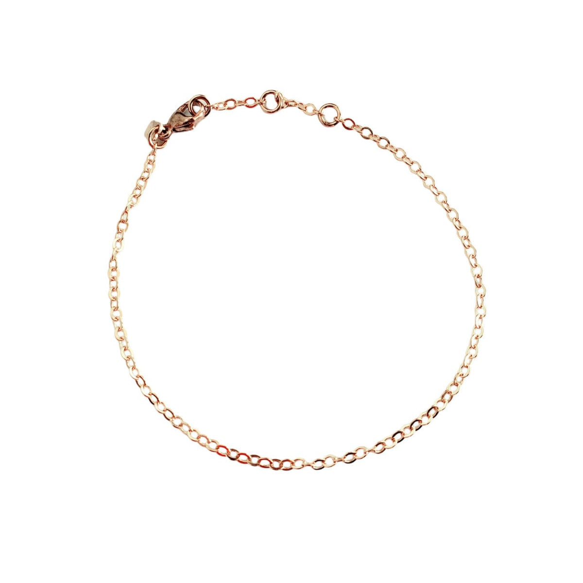 Rose Gold Charm Bracelet, 14K Rose Gold Filled Cable Chain, Lobster Clasp, 6", 6.5", 7", 7.5", Adjustable Options