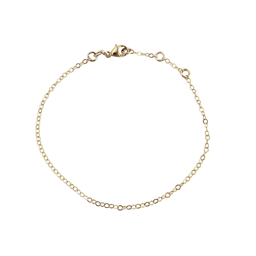 Gold Charm Bracelet, 14K Gold Filled, Yellow Gold Chain Bracelet, Lobster Clasp, 6", 6.5", 7", 7.5", Adjustable Lengths