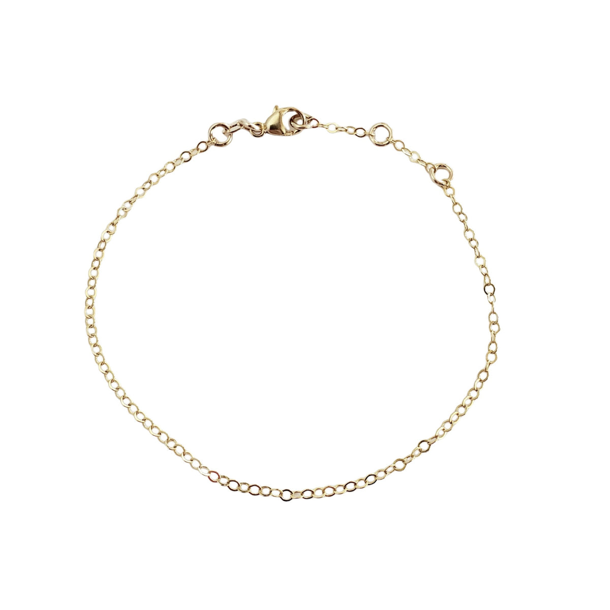 Gold Charm Bracelet, 14K Gold Filled, Yellow Gold Chain Bracelet, Lobster Clasp, 6", 6.5", 7", 7.5", Adjustable Lengths