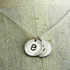 Rustic Lowercase Letter Charm Necklace, Two Antiqued Sterling Silver Letter Charms Hand Stamped Personalized by E. Ria Designs in USA
