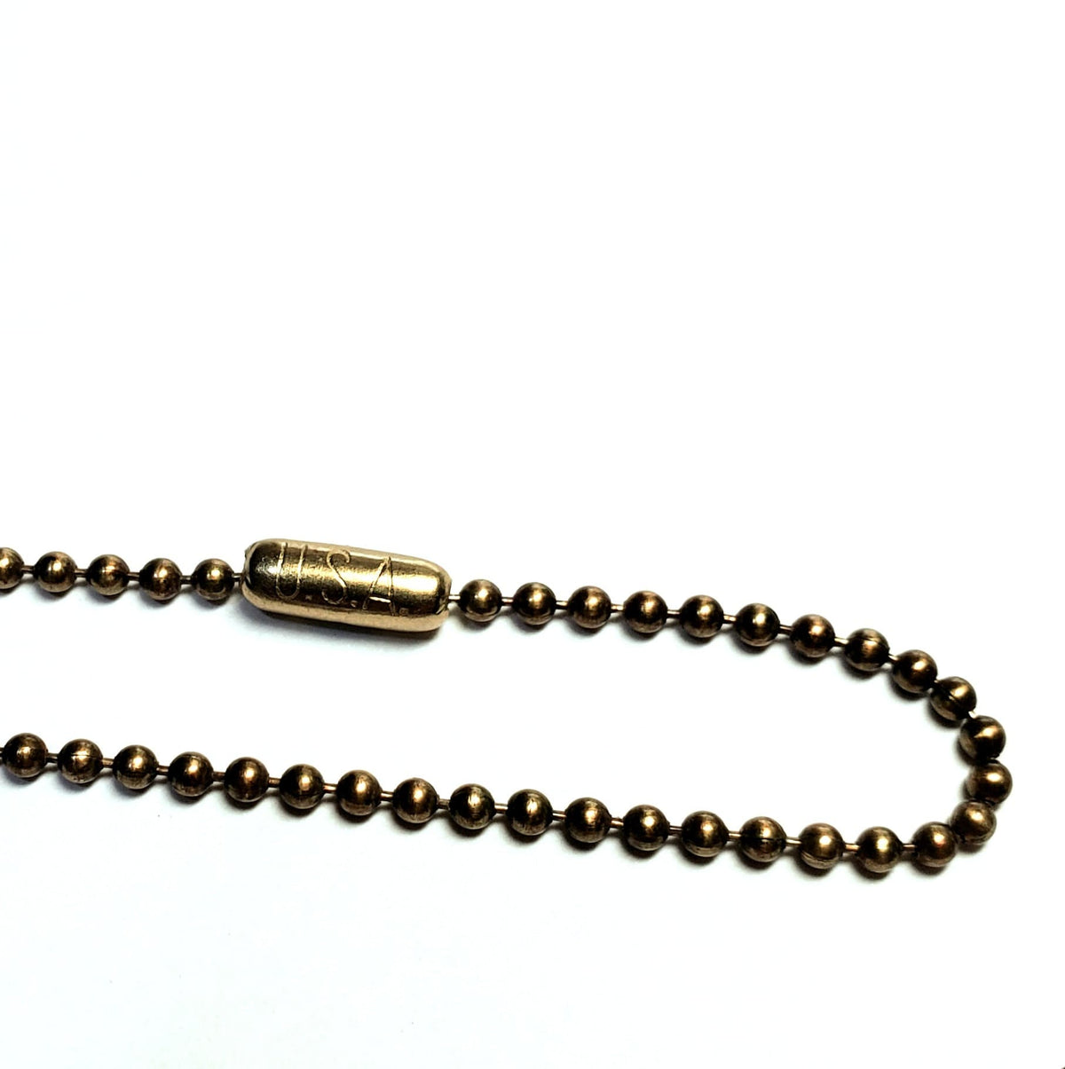 Raw Gold Brass OR Rustic Antiqued Brass Ball Chain, Bead Necklace, 1.8 mm, Made in USA, Solid Brass, Dog Tag Style, Oxidized, E. Ria Designs
