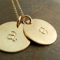 Double Gold Initial Necklace, Two Half-Inch Letter Charms, 14K Gold Filled, Personalized Letter Charms, Custom Initial Jewelry, Eriadesigns