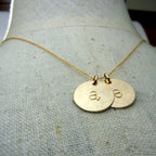 Double Gold Initial Necklace, Two Half-Inch Letter Charms, 14K Gold Filled, Personalized Letter Charms, Custom Initial Jewelry, Eriadesigns
