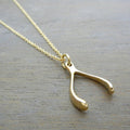 WISHBONE Necklace | Gold Wishbone | Bronze Charm Necklace | Bronze Wishbone | Good Luck Necklace | Lucky Charm Necklace Wishbone ERiaDesigns