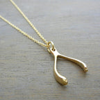 WISHBONE Necklace | Gold Wishbone | Bronze Charm Necklace | Bronze Wishbone | Good Luck Necklace | Lucky Charm Necklace Wishbone ERiaDesigns