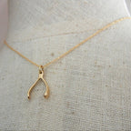 WISHBONE Necklace | Gold Wishbone | Bronze Charm Necklace | Bronze Wishbone | Good Luck Necklace | Lucky Charm Necklace Wishbone ERiaDesigns