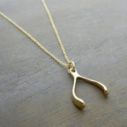 WISHBONE Necklace | Gold Wishbone | Bronze Charm Necklace | Bronze Wishbone | Good Luck Necklace | Lucky Charm Necklace Wishbone ERiaDesigns