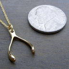 WISHBONE Necklace | Gold Wishbone | Bronze Charm Necklace | Bronze Wishbone | Good Luck Necklace | Lucky Charm Necklace Wishbone ERiaDesigns