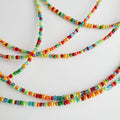 Multi-Colored Bright Glass Bead Long Necklace, Red, Blue, Orange, Green 14K Gold Filled Lobster Clasp, E. Ria Designs, Artisan Made Jewelry