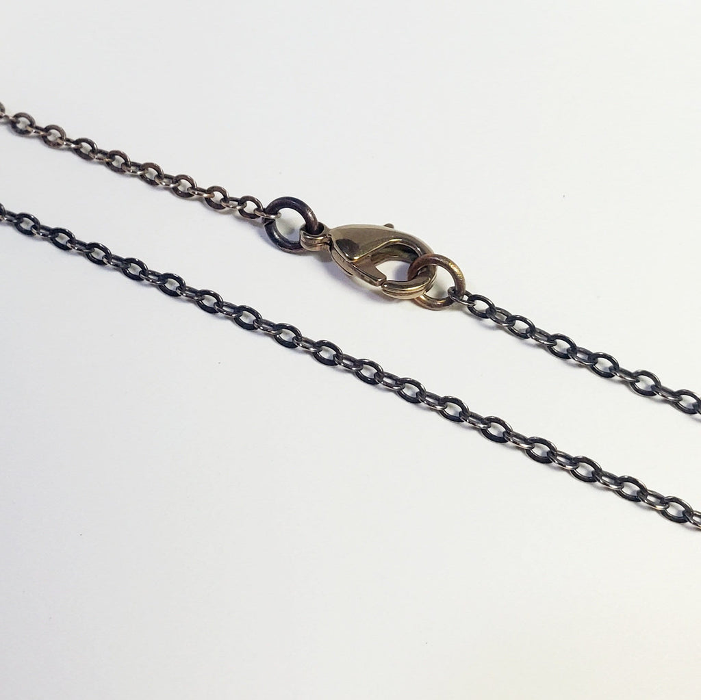 Rustic Oxidized Vintage Style Brass Cable Chain with Brass Lobster Clasp Made in USA by E. Ria Designs