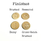 Gold Letter Charm | Half Inch Hand Stamped Initial Pendant | Uppercase | Lowercase | 14K Gold Filled Custom Jewelry E. Ria Designs