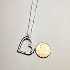 Chunky Silver Heart Necklace, Pewter Outline Heart Charm, .925 Sterling Silver Chain, Valentine's Gift Hand Made in USA, E. Ria Designs