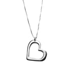 Chunky Silver Heart Necklace, Pewter Outline Heart Charm, .925 Sterling Silver Chain, Valentine's Gift Hand Made in USA, E. Ria Designs