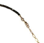 Labradorite, Pyrite, 14K Gold Filled Necklace, Blue Focal Stone, Charcoal Gray Faceted Gemstones, Round Gold Beads by E. Ria Designs