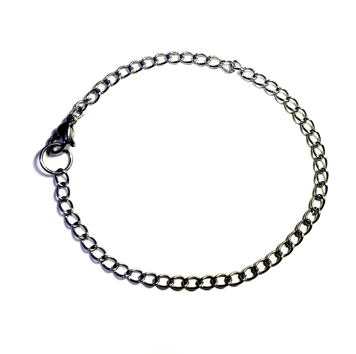 Stainless Steel Charm Bracelet, Curb Chain, Lobster Clasp, Men's Jewelry, E. Ria Designs