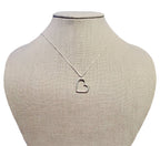 Chunky Silver Heart Necklace, Pewter Outline Heart Charm, .925 Sterling Silver Chain, Valentine's Gift Hand Made in USA, E. Ria Designs