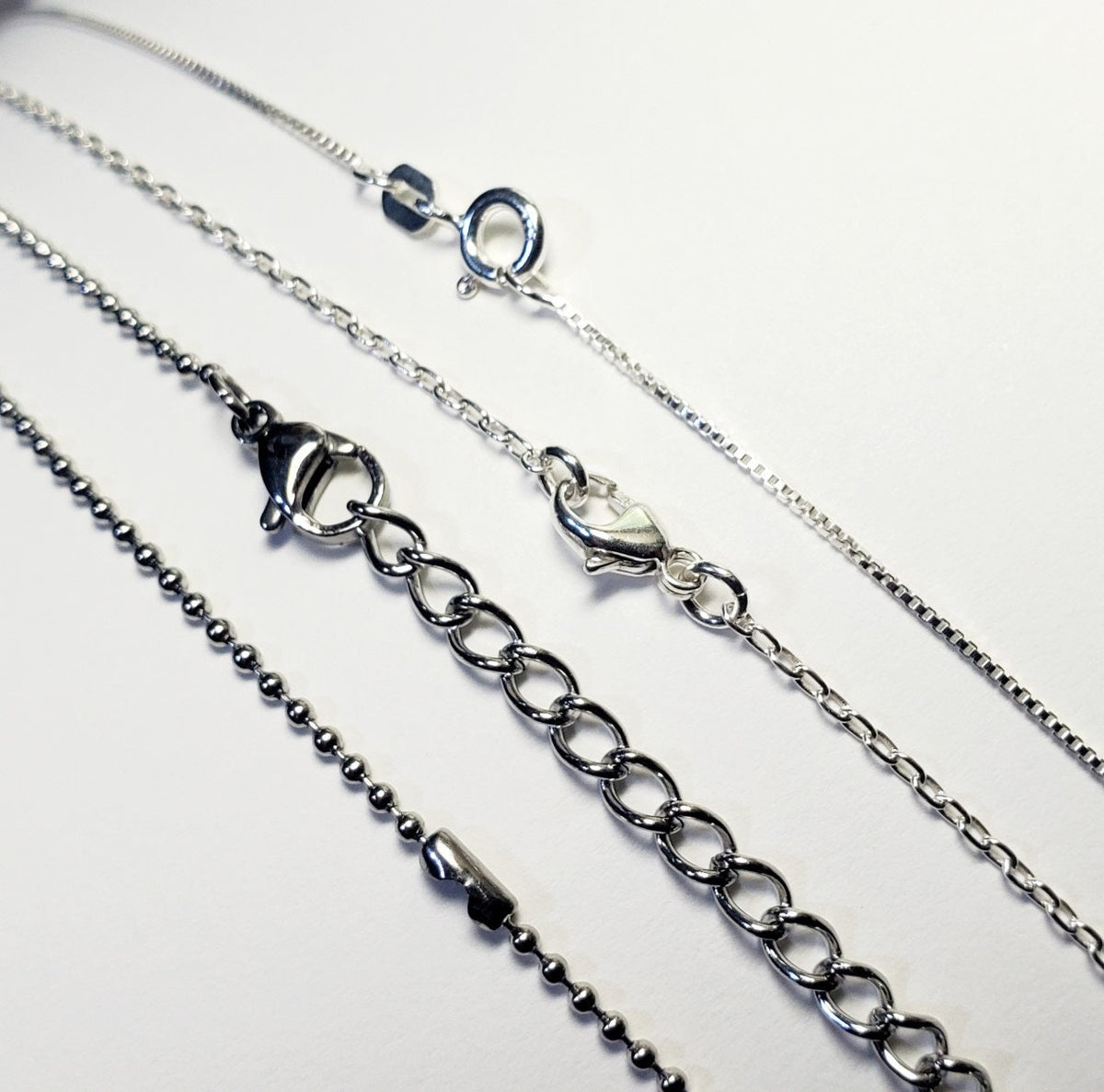 Sterling Silver Cable Chain or Box Chain, Stainless Steel Ball Chain, Adjustable Available, E. Ria Designs