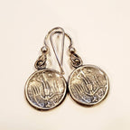 Vintage Roman Coin Style Sterling Silver (.925) Earrings, French Ear Wires, Made in USA, Artisan Handcrafted, E. Ria Designs