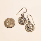 Vintage Roman Coin Style Sterling Silver (.925) Earrings, French Ear Wires, Made in USA, Artisan Handcrafted, E. Ria Designs