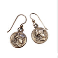 Vintage Roman Coin Style Sterling Silver (.925) Earrings, French Ear Wires, Made in USA, Artisan Handcrafted, E. Ria Designs