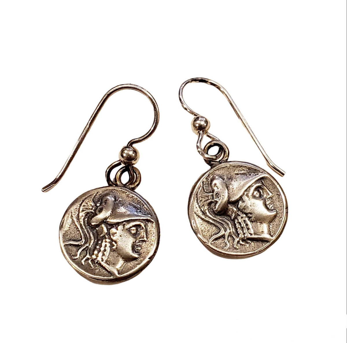 Vintage Roman Coin Style Sterling Silver (.925) Earrings, French Ear Wires, Made in USA, Artisan Handcrafted, E. Ria Designs