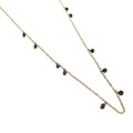 Long Gold Chain Necklace with Round Pyrite Gemstones, Asymmetrical Design, 14K Gold Filled Handcrafted in USA by E. Ria Designs