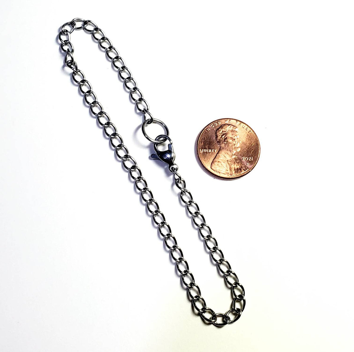 Stainless Steel Charm Bracelet, Curb Chain, Lobster Clasp, Men's Jewelry, E. Ria Designs