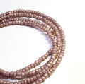 Nude Beaded Long Necklace, Layering Chain, Glass Beads, Light Tan, 14K Gold Filled Lobster Clasp, E. Ria Designs, Artisan Made Jewelry