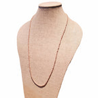 Nude Beaded Long Necklace, Layering Chain, Glass Beads, Light Tan, 14K Gold Filled Lobster Clasp, E. Ria Designs, Artisan Made Jewelry
