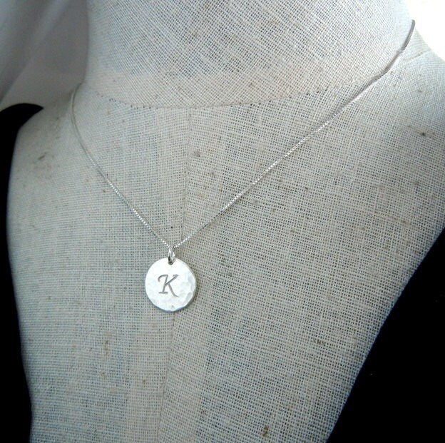 Cursive Letter Charm Necklace, .925 Sterling Silver, 5/8 Inch Pendant, Handcrafted in USA by E. Ria Designs, Gift Box Jewelry
