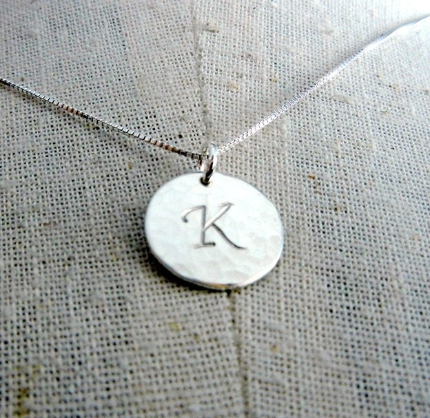 Cursive Letter Charm Necklace, .925 Sterling Silver, 5/8 Inch Pendant, Handcrafted in USA by E. Ria Designs, Gift Box Jewelry