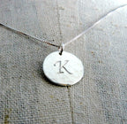 Cursive Letter Charm Necklace, .925 Sterling Silver, 5/8 Inch Pendant, Handcrafted in USA by E. Ria Designs, Gift Box Jewelry
