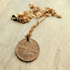 1969 Swiss Cross Coin Necklace, Switzerland (Helvetia) Vintage Coin Jewelry, Handmade by E. Ria Designs in USA, Number 2, Wheat Motif