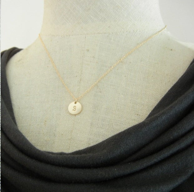 Gold Initial Necklace | Gold Letter Necklace | Gold Letter Charm Necklace | Personalized Letter Charm | 14K Gold Filled JENNA E. Ria Designs