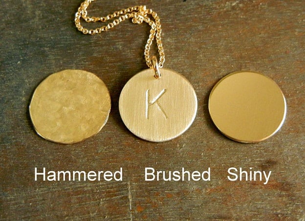 Gold Letter Necklace | Little Gold Initial Necklace | Hand Stamped Gold Charm Necklace | Little Letter Charm | 3/8" 10 mm by E. Ria Designs